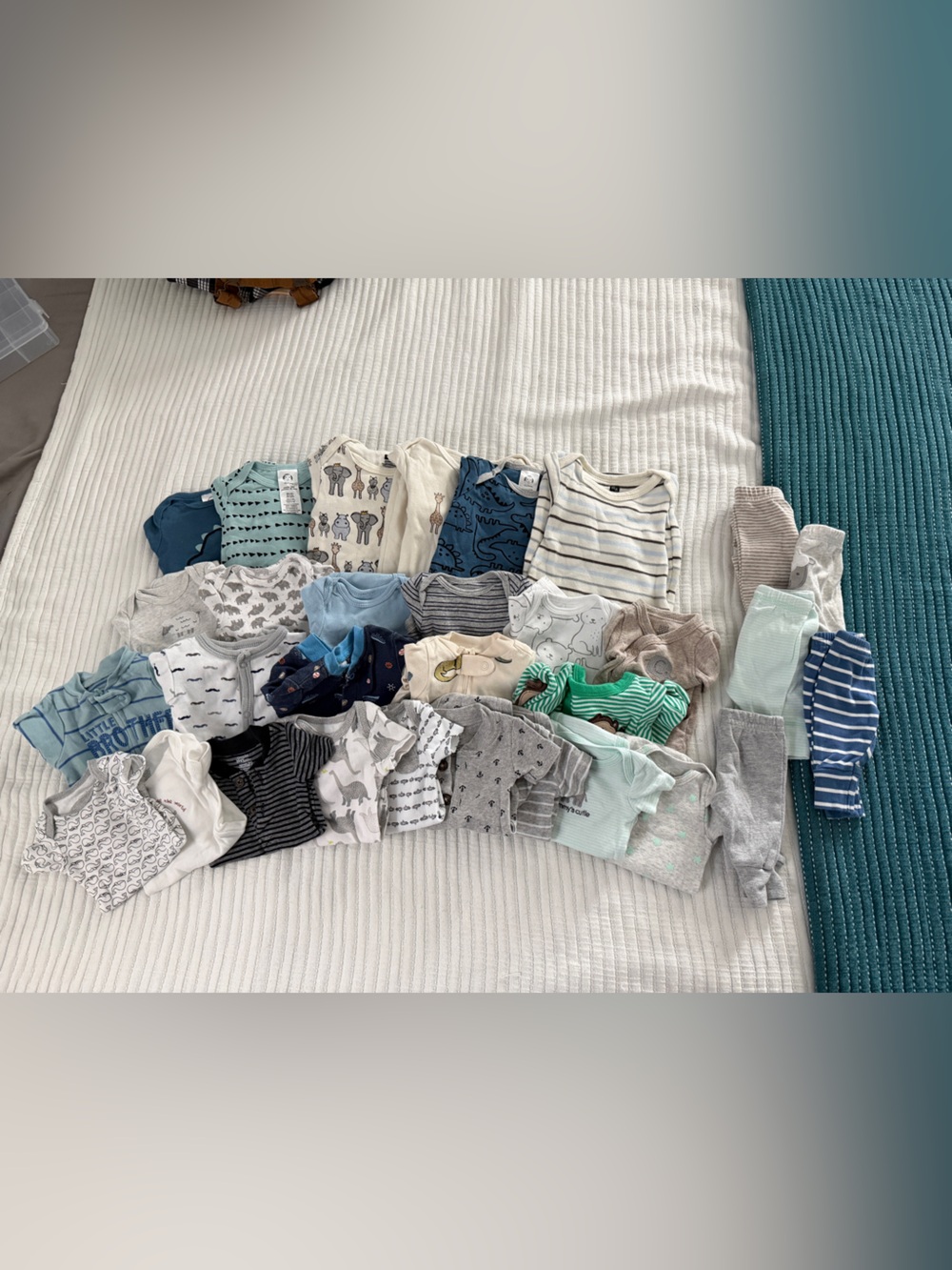 Baby Boys Neutral & Blue Mixed Onesie Set, 31 pcs, Preemie